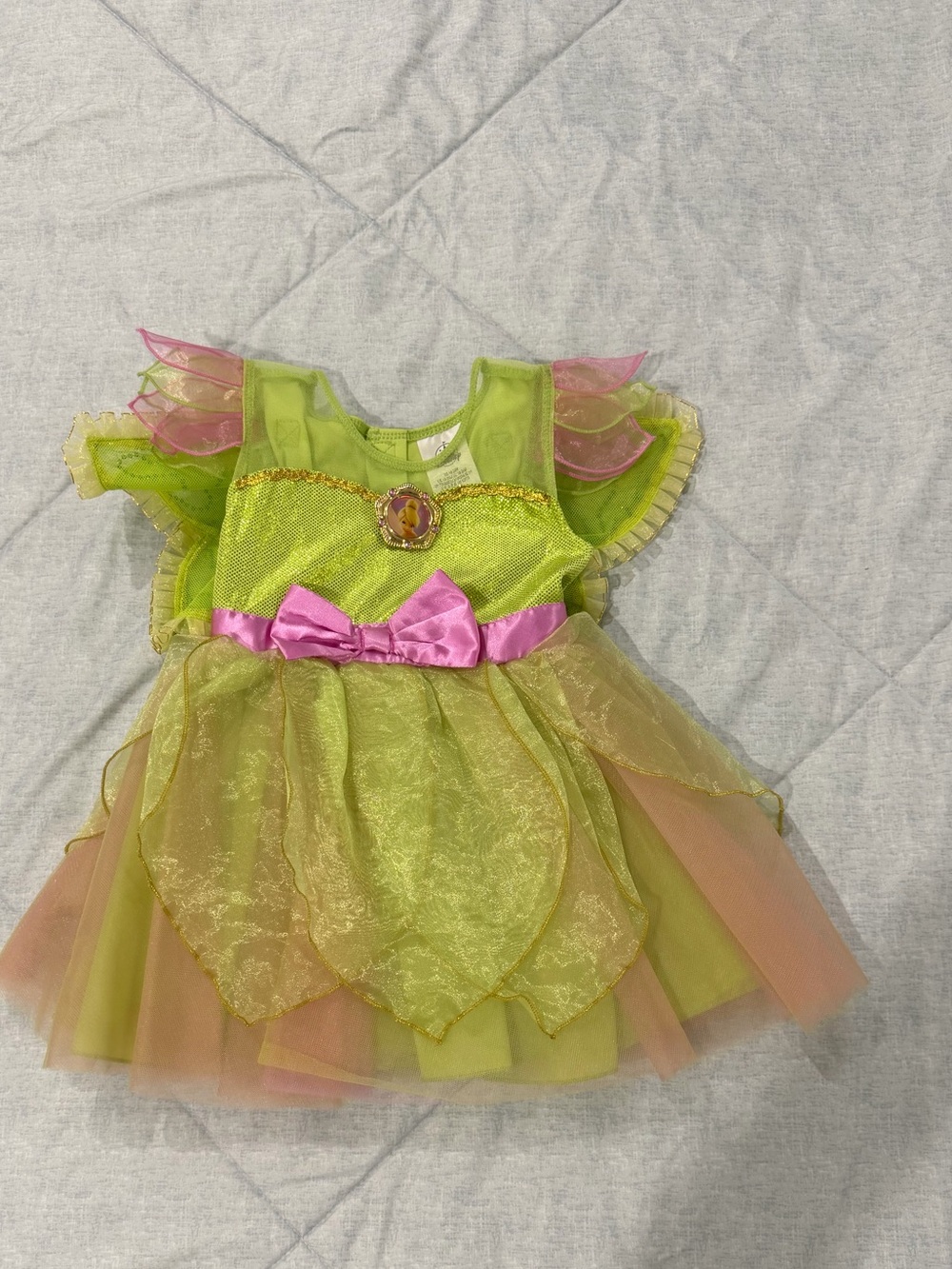 Tinker Bell Green & Pink Fairy Princess Costume Dress & matching shoes
